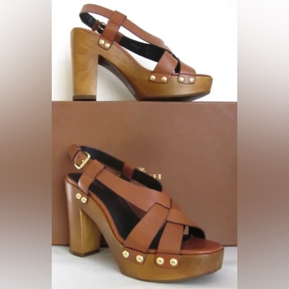 Worn 1x 👠 COACH Adessa leather wooden heels women’s size 9 - Picture 2 of 16